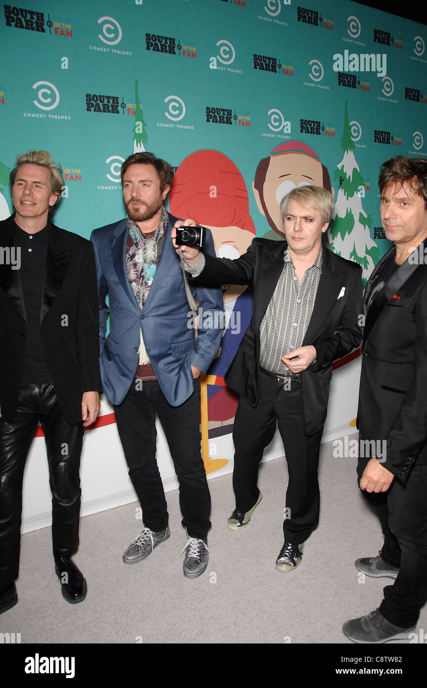 Duran (John Taylor, Simon le bon, Nick Rhodes, Roger Taylor) au niveau des arrivées de SOUTH PARK 15e anniversaire Parti, Barker Hangar, Banque D'Images