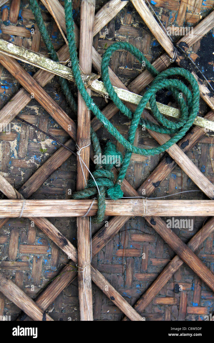 Fond d'un bateau de pêcheur à Hoi An, Vietnam Banque D'Images