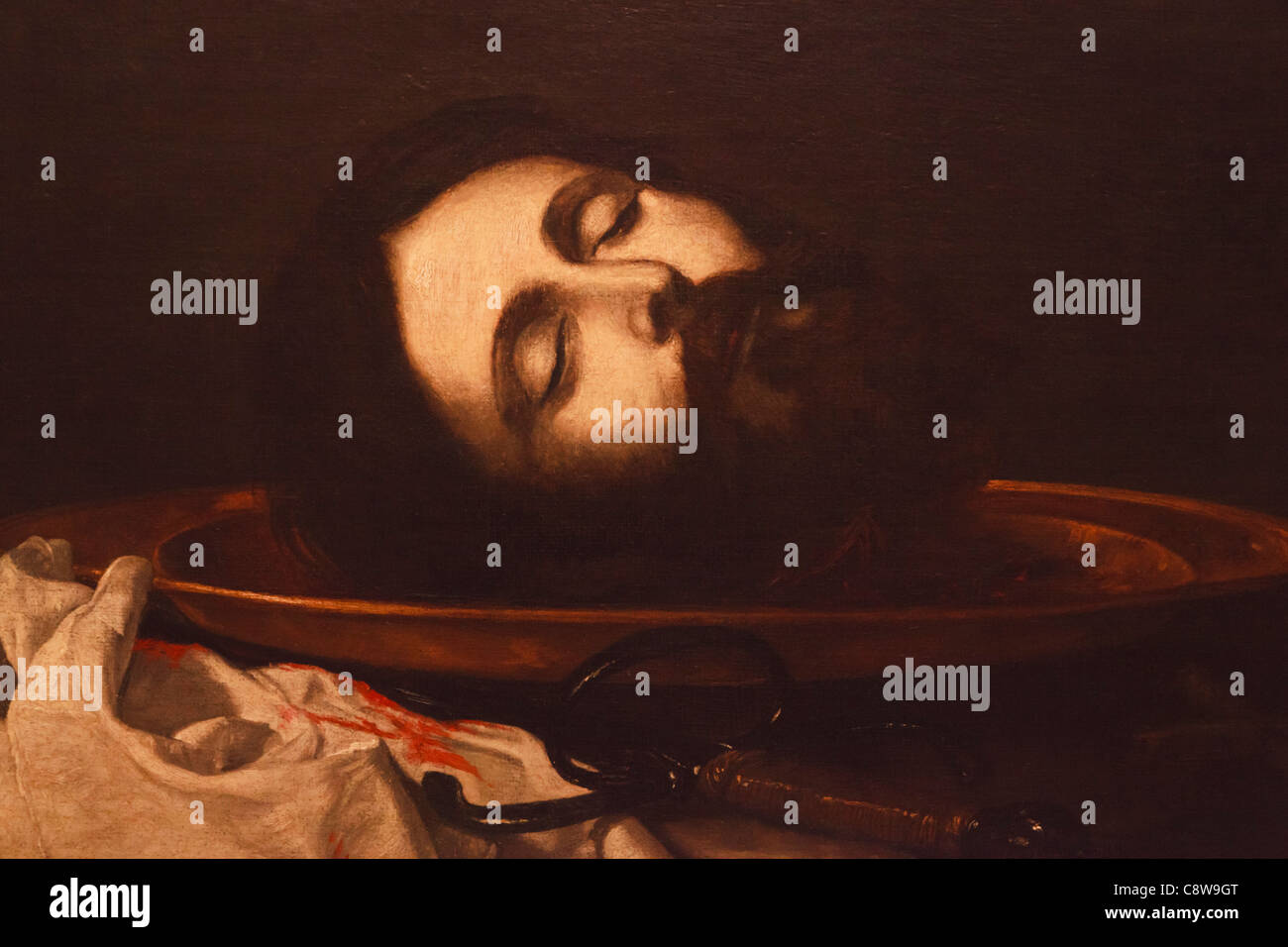 La tête de Saint Jean Baptiste après une œuvre de peintre espagnol Jose de Ribera Banque D'Images