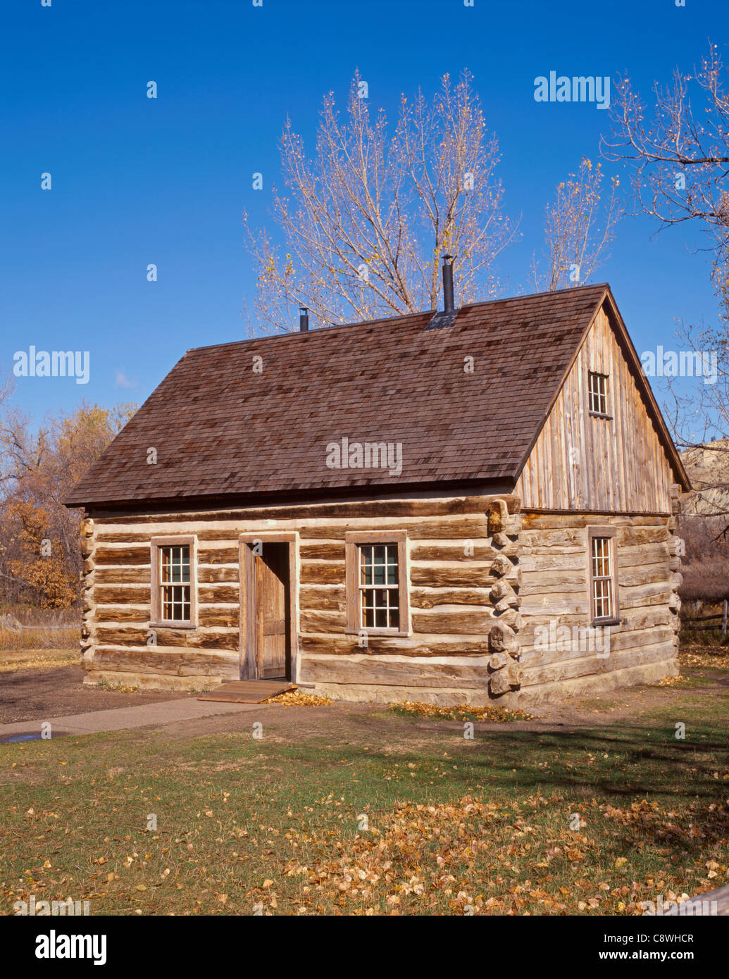 Chalet de la croix de Malte, le président Theodore Roosevelt (Teddy) une fois vécu ici, Theodore Roosevelt Nat. Park, Dakota du Nord, USA Banque D'Images