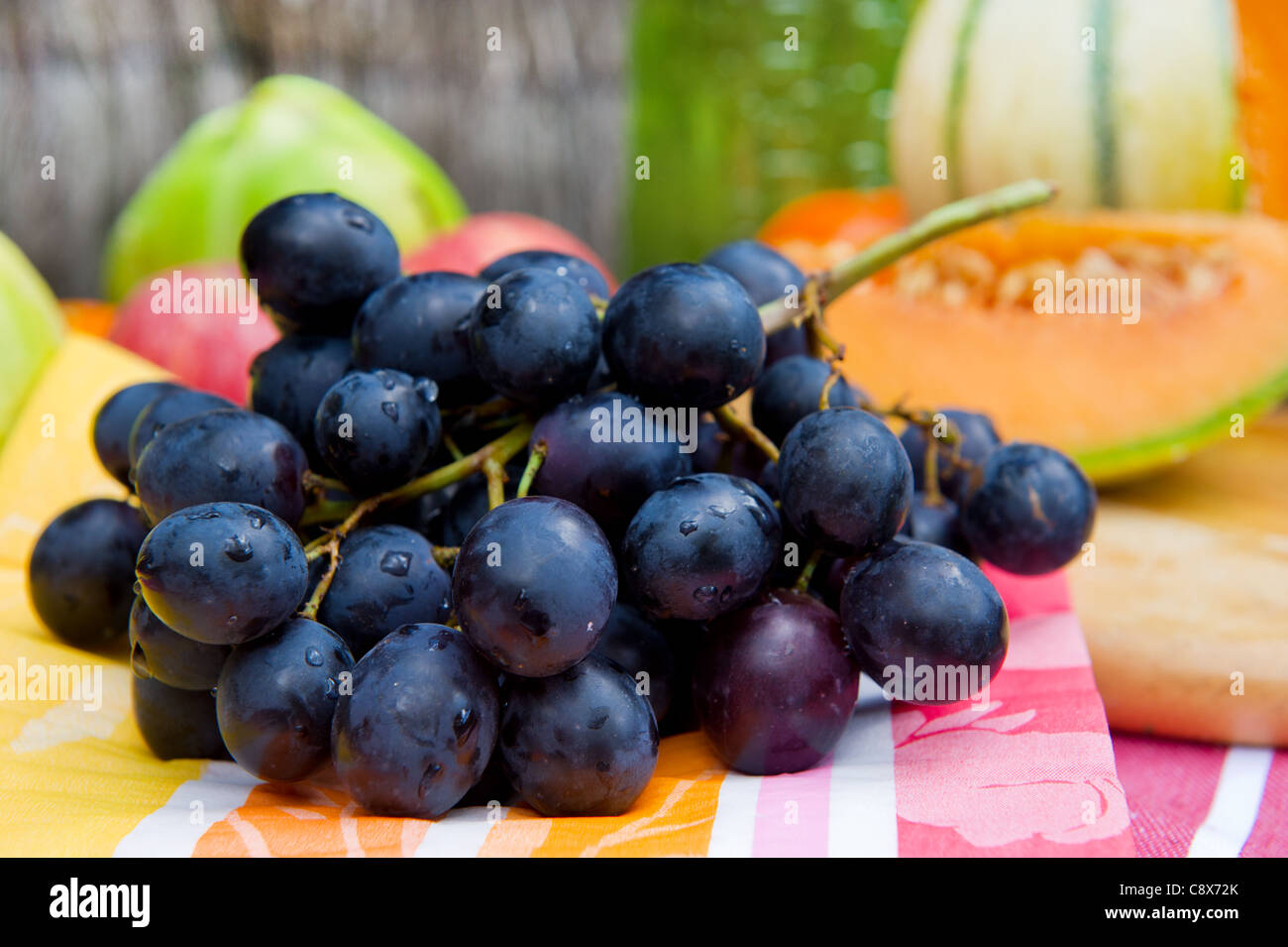 Humide frais bouquet de raisin bleu Banque D'Images