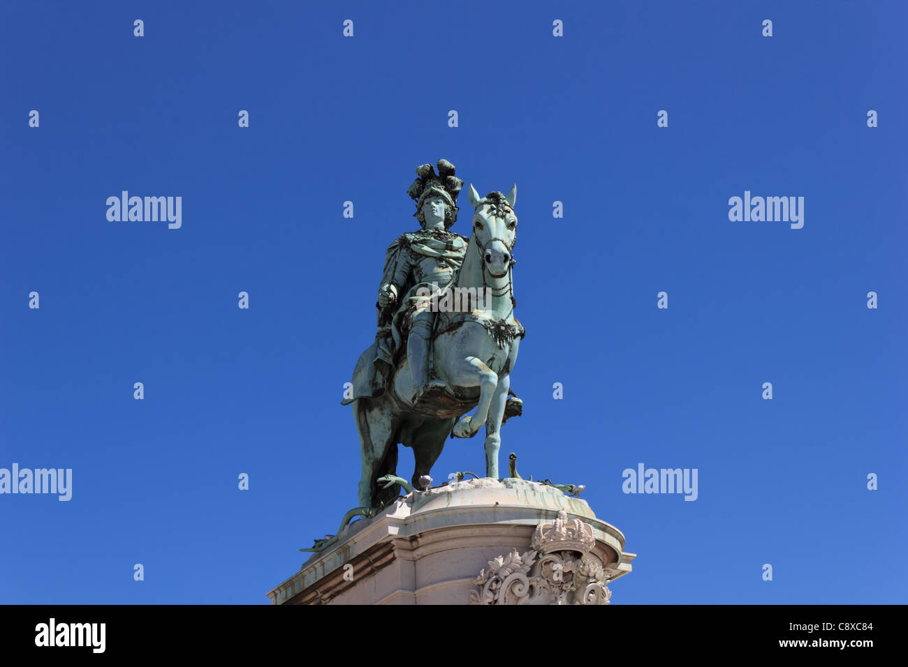 Une statue équestre à Lisbonne (Portugal) Banque D'Images