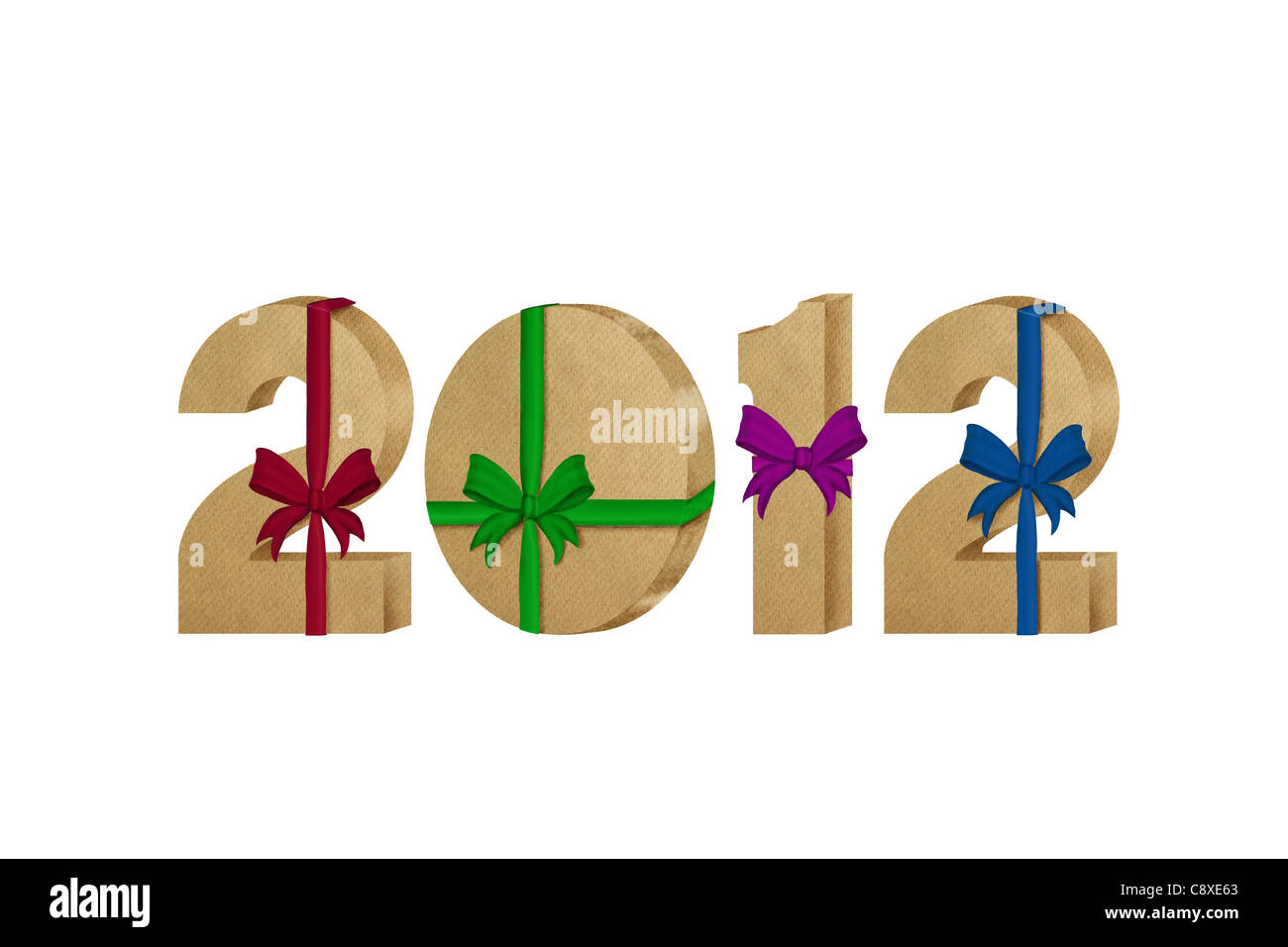 Bonne année 2012 avec des rubans de carte Banque D'Images
