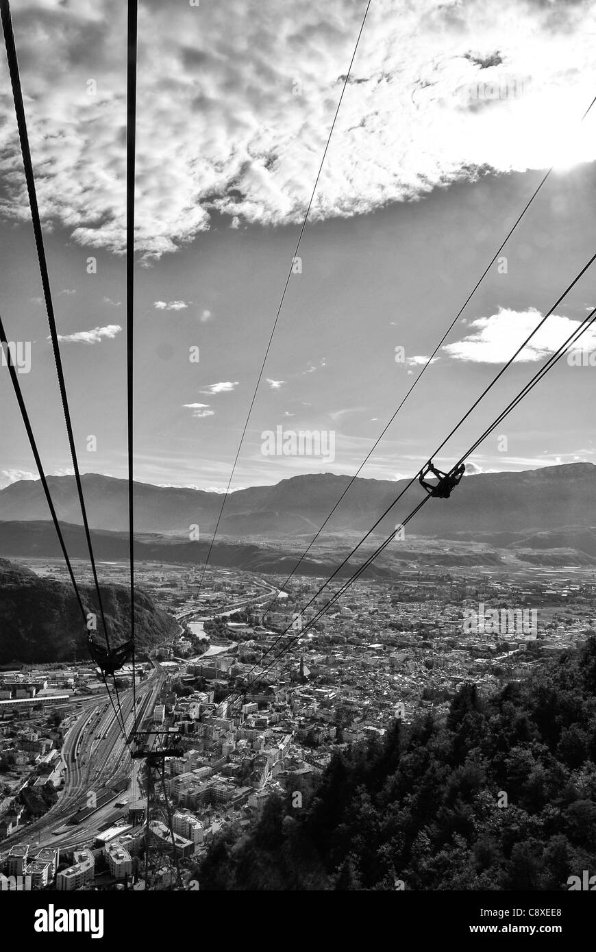 Téléphérique sur la montagne, à Bolzano, Italie, Tyrol du Sud Banque D'Images