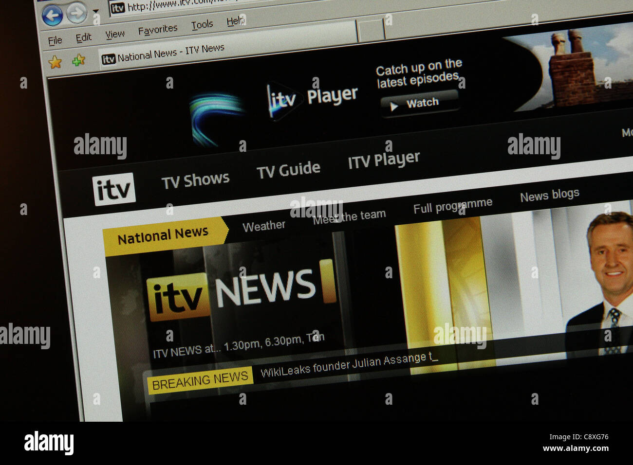 Site web en ligne de ITV News Banque D'Images