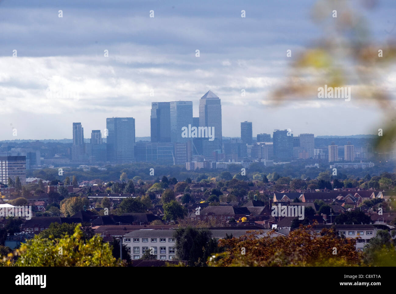 Canary Wharf London Skyline de North East Banque D'Images