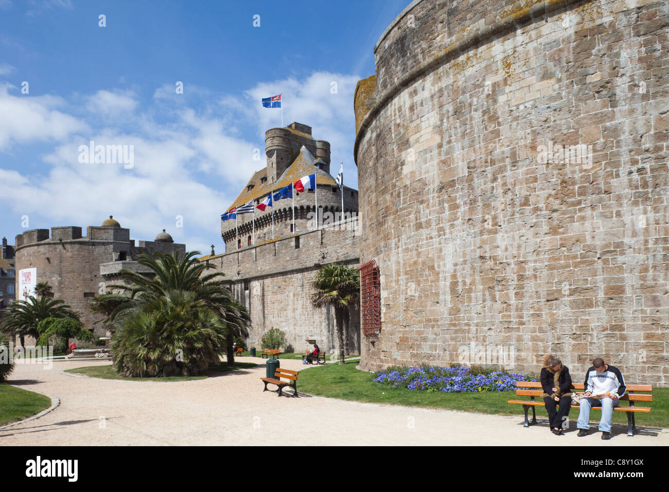 France, Bretagne, Saint-Malo, le Fort et les remparts de la ville Banque D'Images