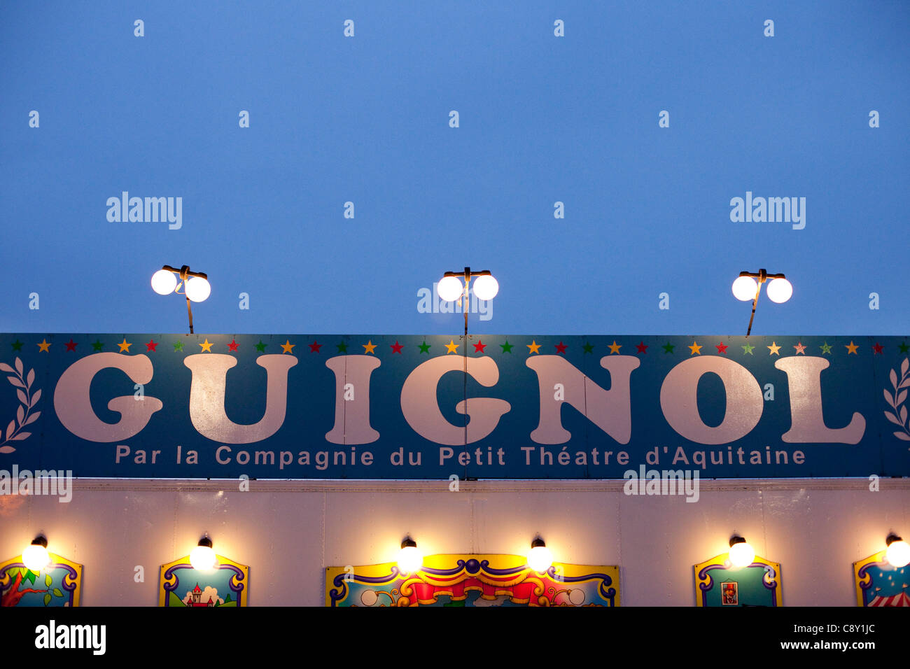 Signe d'un spectacle de marionnettes à Bruxelles, Belgique Banque D'Images