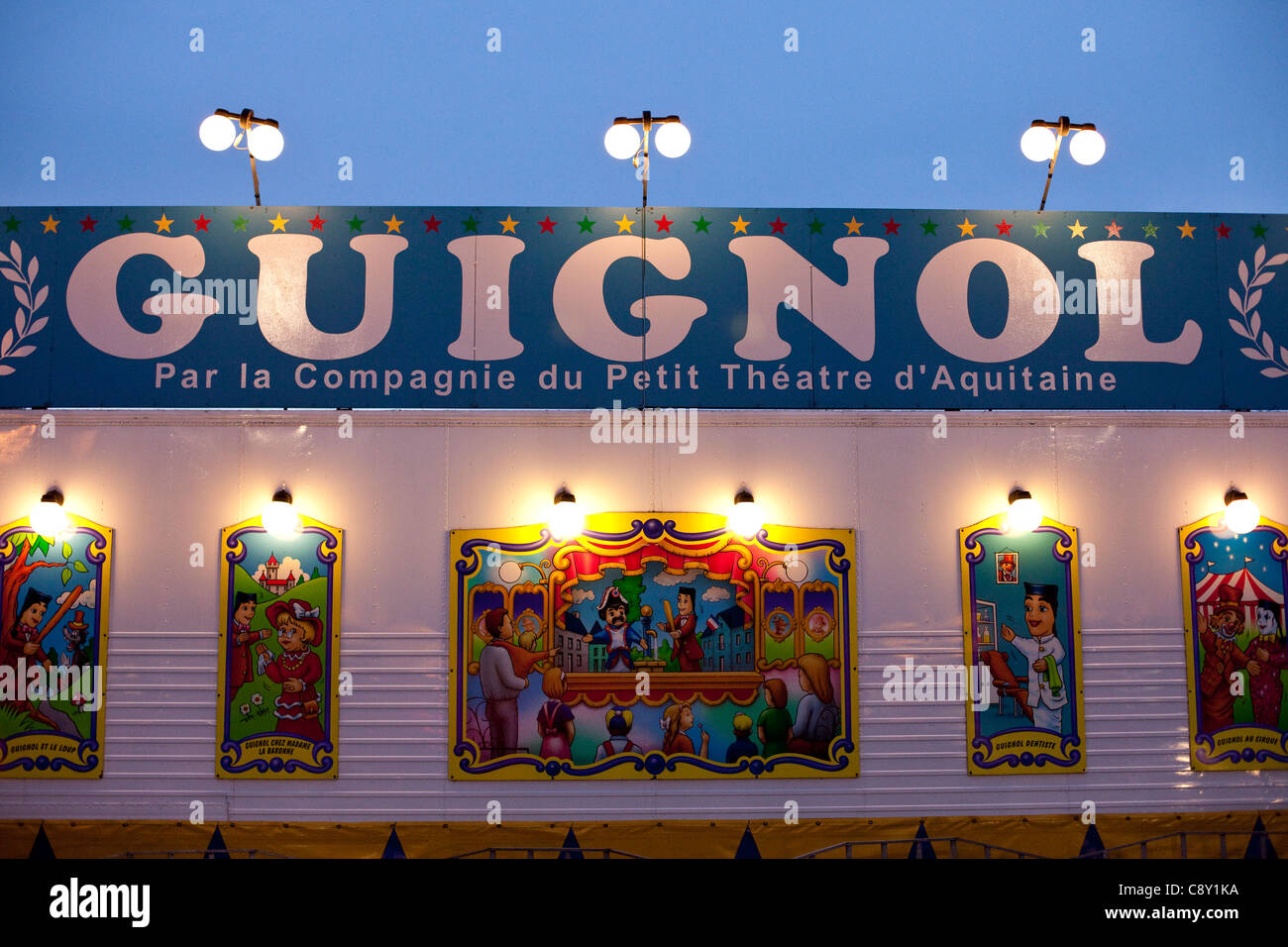 Signe d'un spectacle de marionnettes à Bruxelles, Belgique Banque D'Images