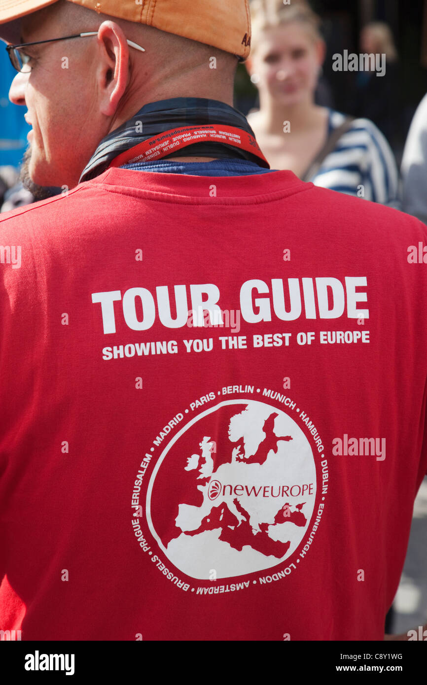 Germany, Bavaria, Munich, détail de Tour Guide's T-Shirt Banque D'Images