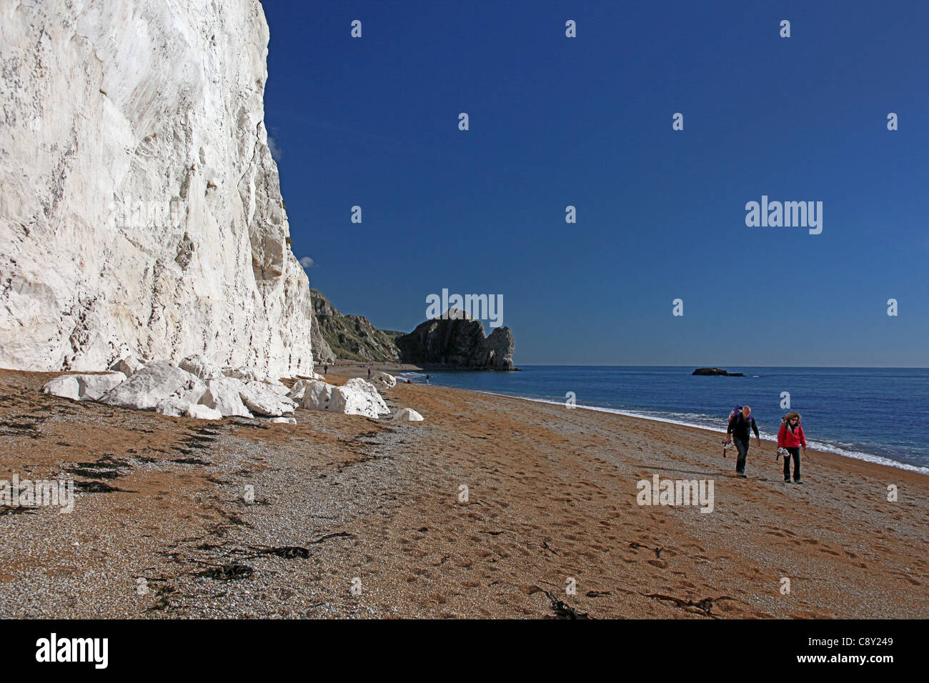 À l'Est, vers Durdle Door par dessous le Swyre les falaises de craie de tête sur la côte du patrimoine mondial dans le Dorset England UK Banque D'Images