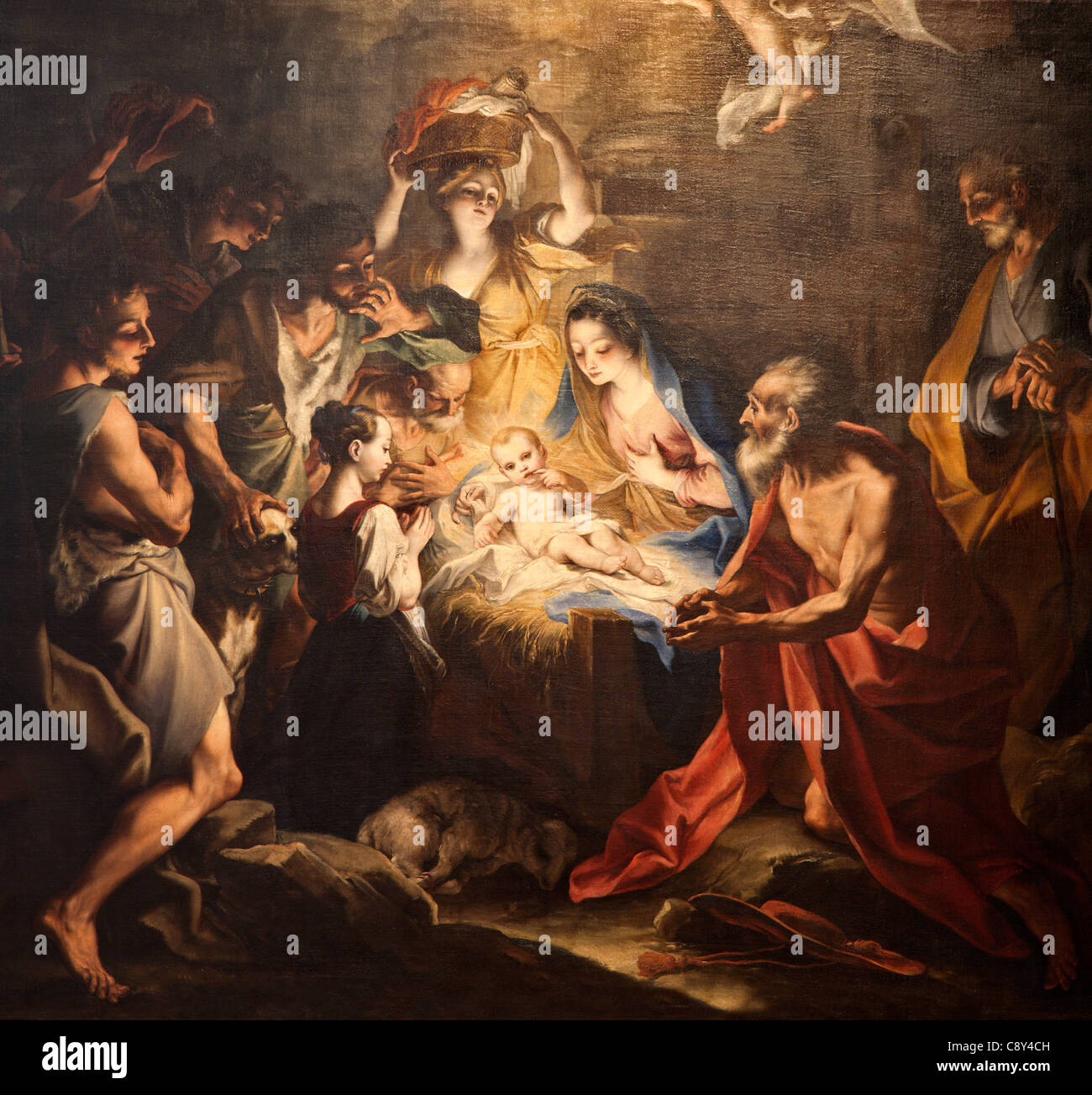 Naissance de Jésus - la peinture de l'église de Milan Banque D'Images