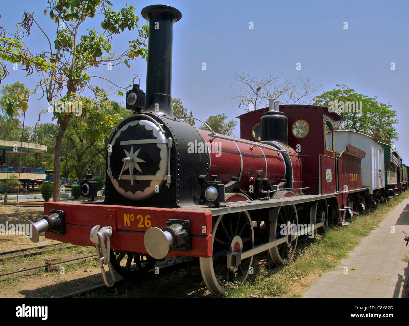 Vieille locomotive à vapeur Musée National du chemin de fer New Delhi Inde Banque D'Images