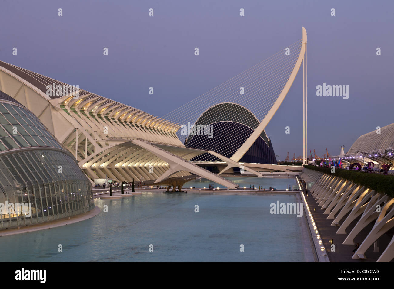 Cité des sciences et des arts par l'architecte Santiago Calatrava, Valencia , Espagne Banque D'Images