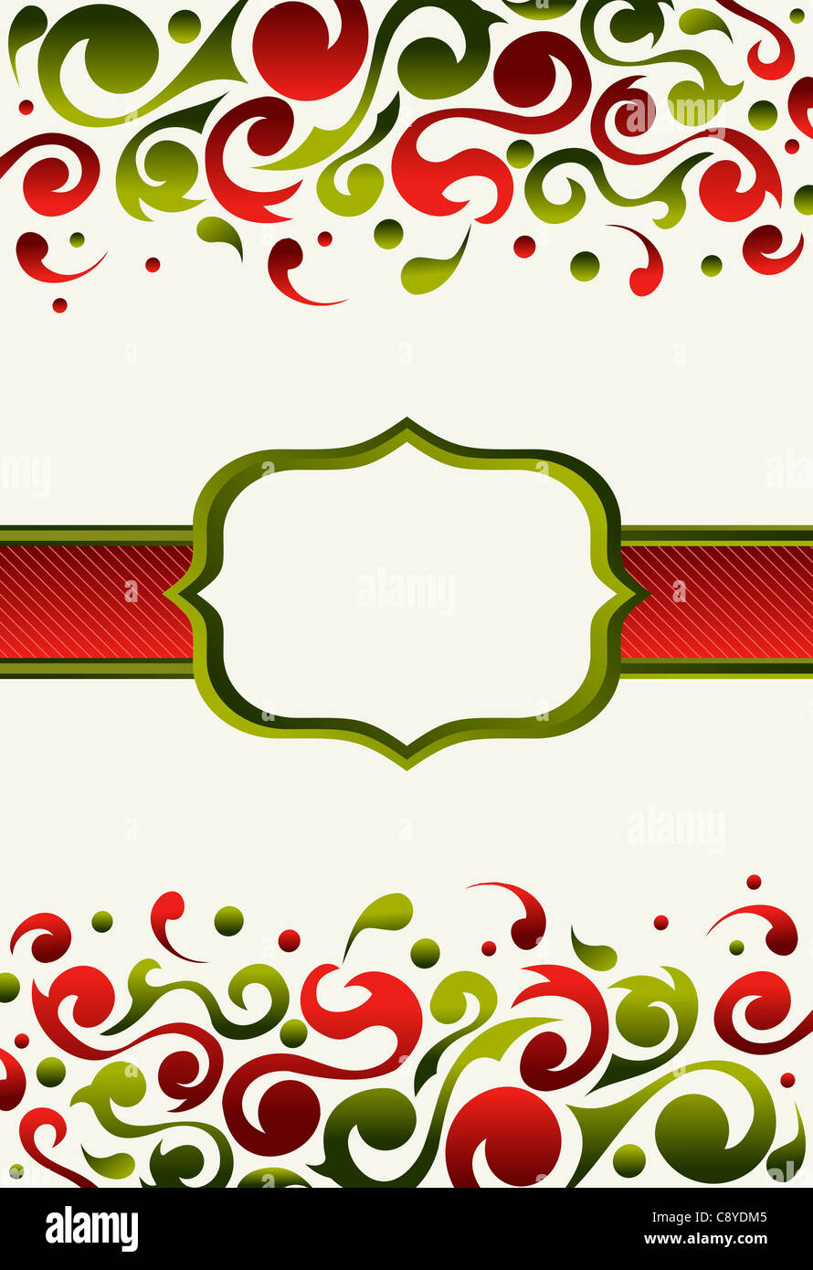 Invitation de Noël fait avec fond vert et rouge orné Banque D'Images Invitation de Noël fait avec fond vert et rouge orné Banque D'Images