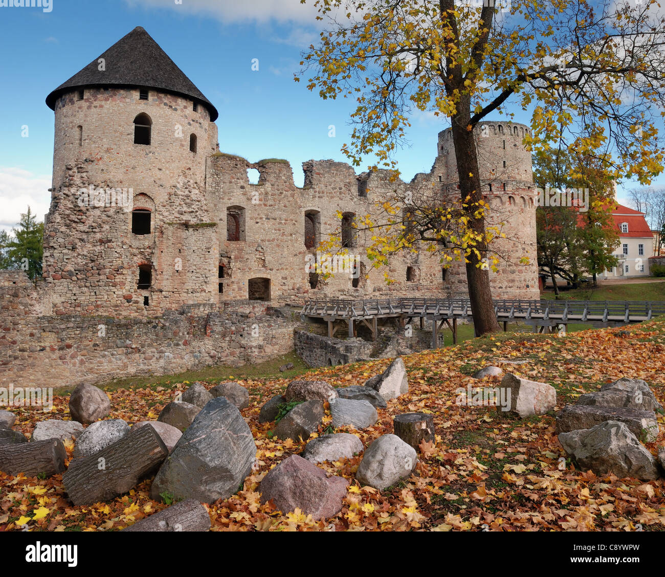Le château de Cesis, la Lettonie. Début 13ème siècle. Banque D'Images