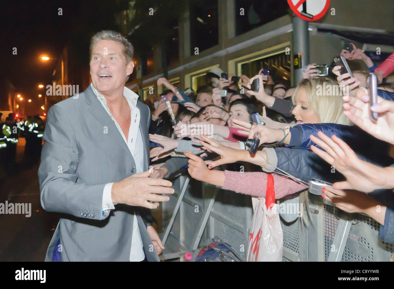 David Hasselhoff arrive à une partie pré-événement pour les MTV EMAs 2011. BELFAST Le 05/11/2011 Banque D'Images