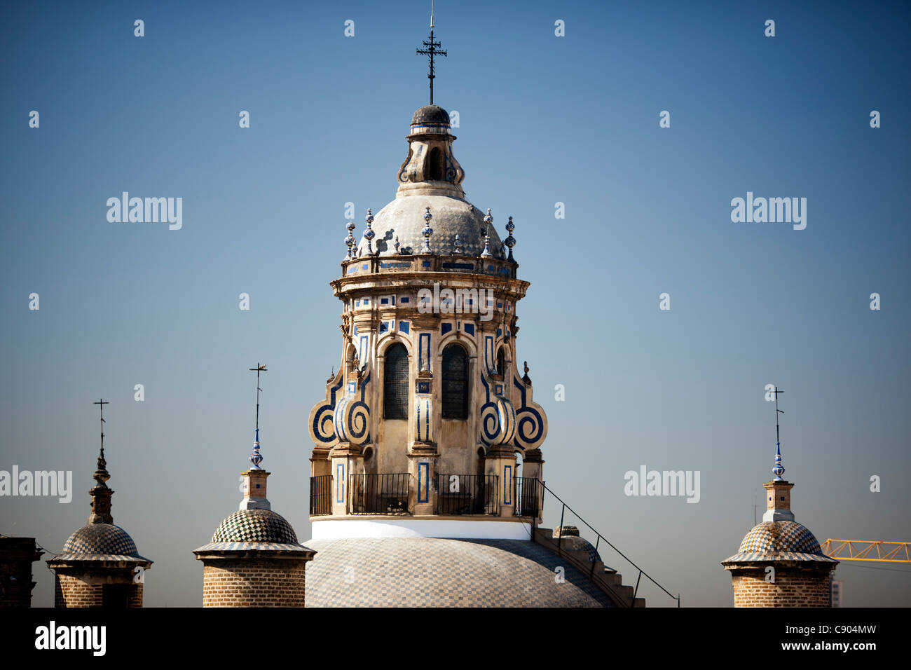 Détail de la partie supérieure de la Anunciacion église, Séville, Espagne Banque D'Images