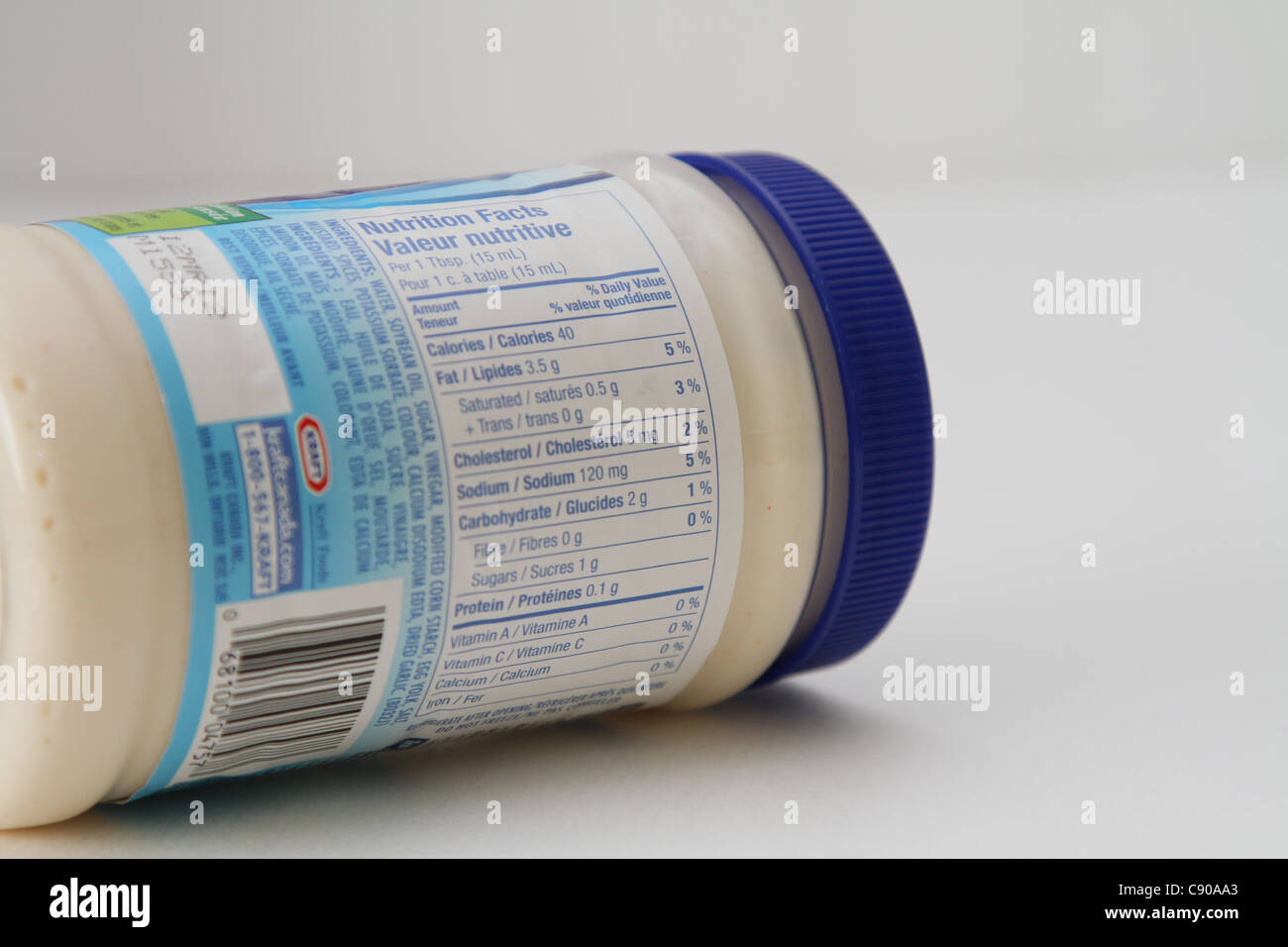 Pot de mayonnaise mayo malsain gras Banque D'Images