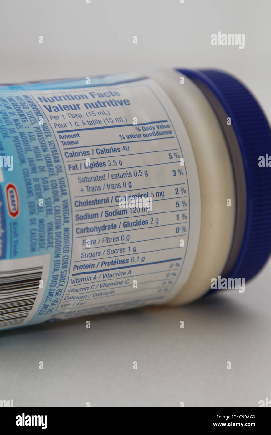 Pot de mayonnaise mayo malsain gras Banque D'Images