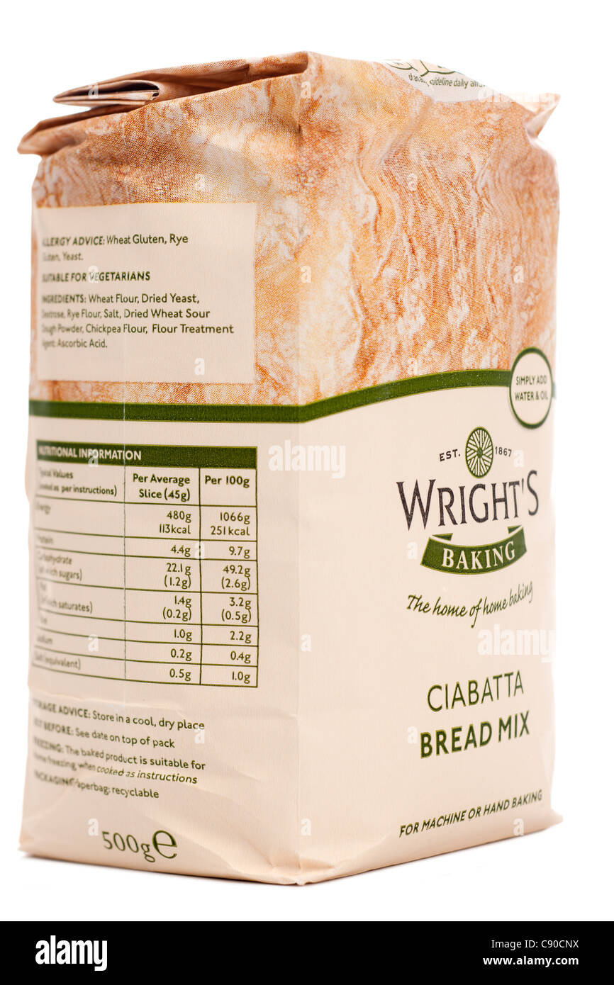 Sachet de 500g de préparation pour pain ciabatta Wrights Banque D'Images