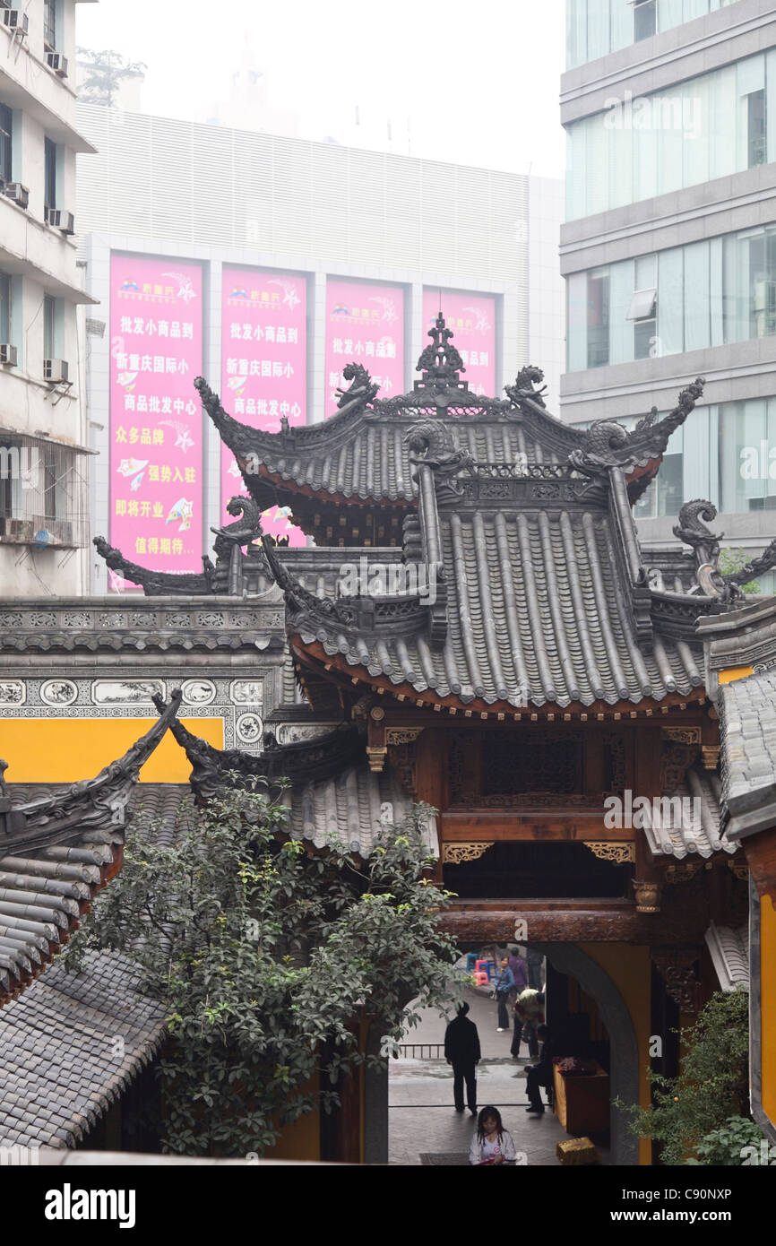 Temple Luohan, temple bouddhiste downtown, attraction touristique, Chongqing, Chine Banque D'Images