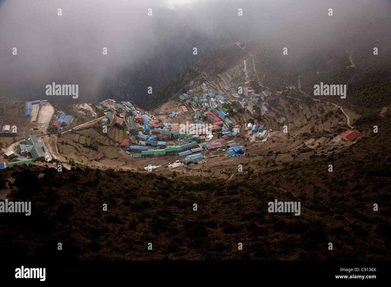 Namche Bazar, parc national de Sagarmatha (Népal) Banque D'Images