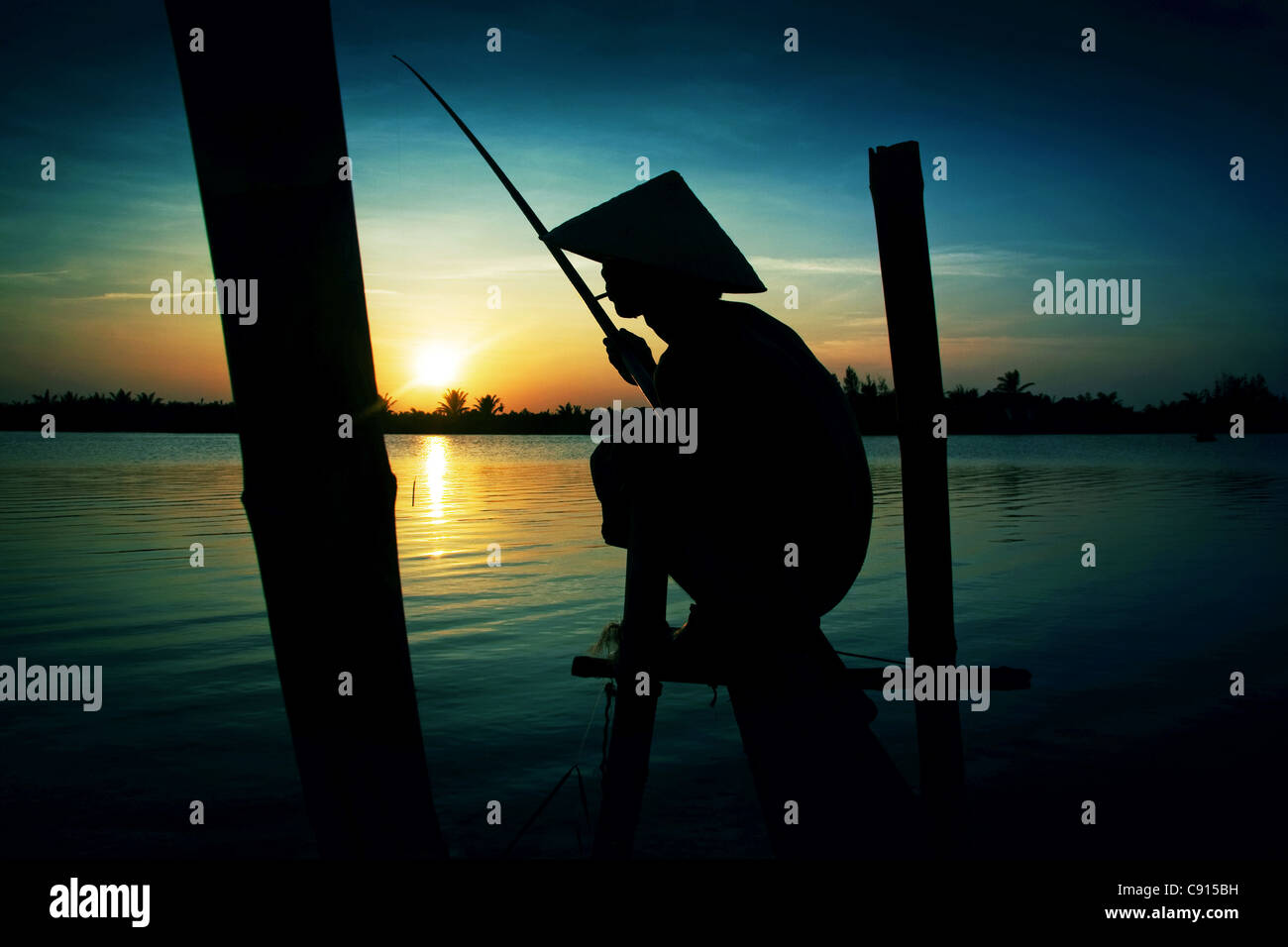 Pêcheur vietnamien à Hoi An Vietnam Banque D'Images