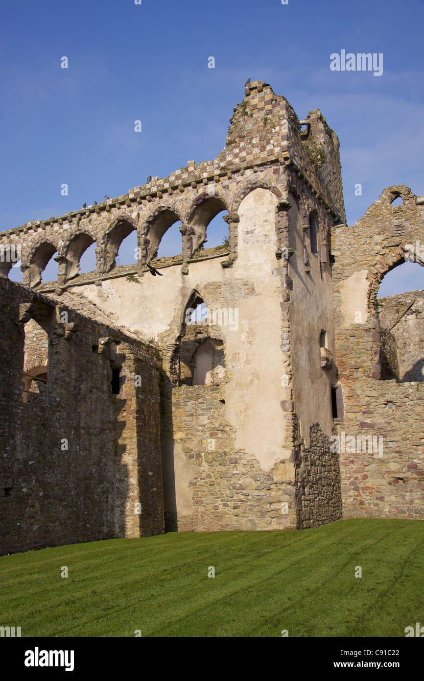 La cathédrale construite en pierre de St Davids Eglwys Gadeiriol Tyddewi est un grand bâtiment historique et ancien lieu de pèlerinage. Banque D'Images