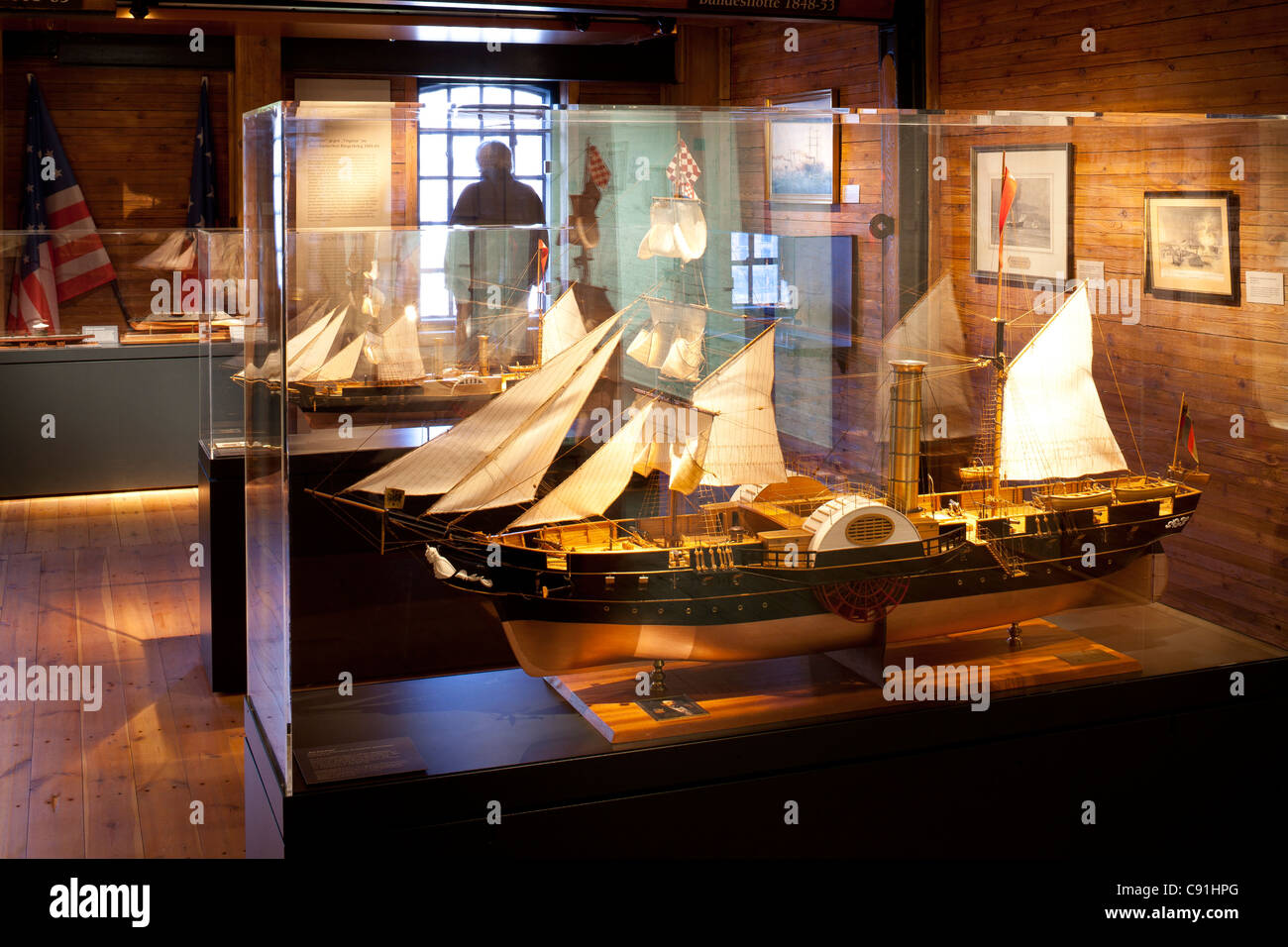 Frégate modèle au Musée Maritime International de Hambourg, ville hanséatique de Hambourg, Allemagne, Europe Banque D'Images