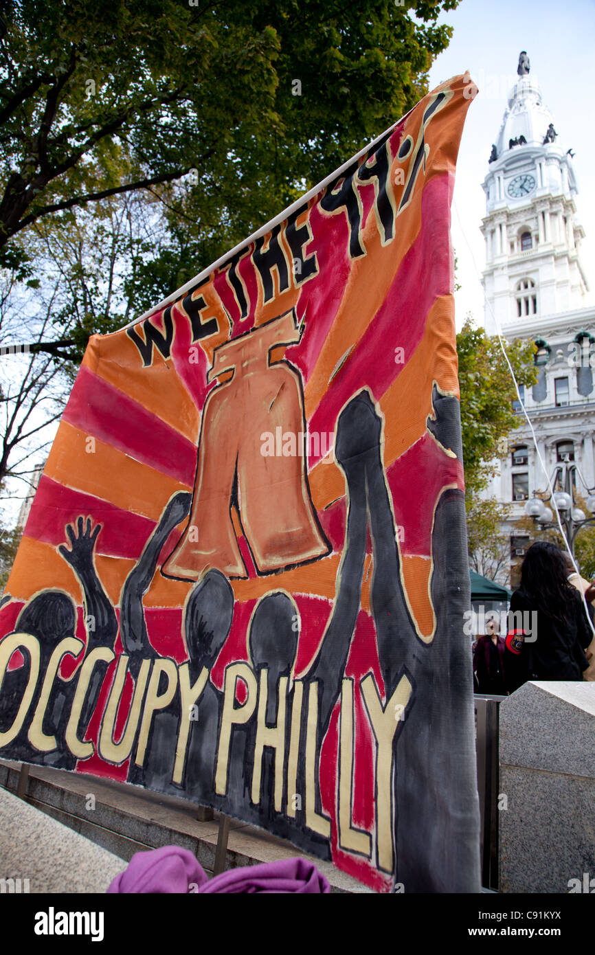 Occupy Wall Street à l'Hôtel de ville de Philadelphie Banque D'Images