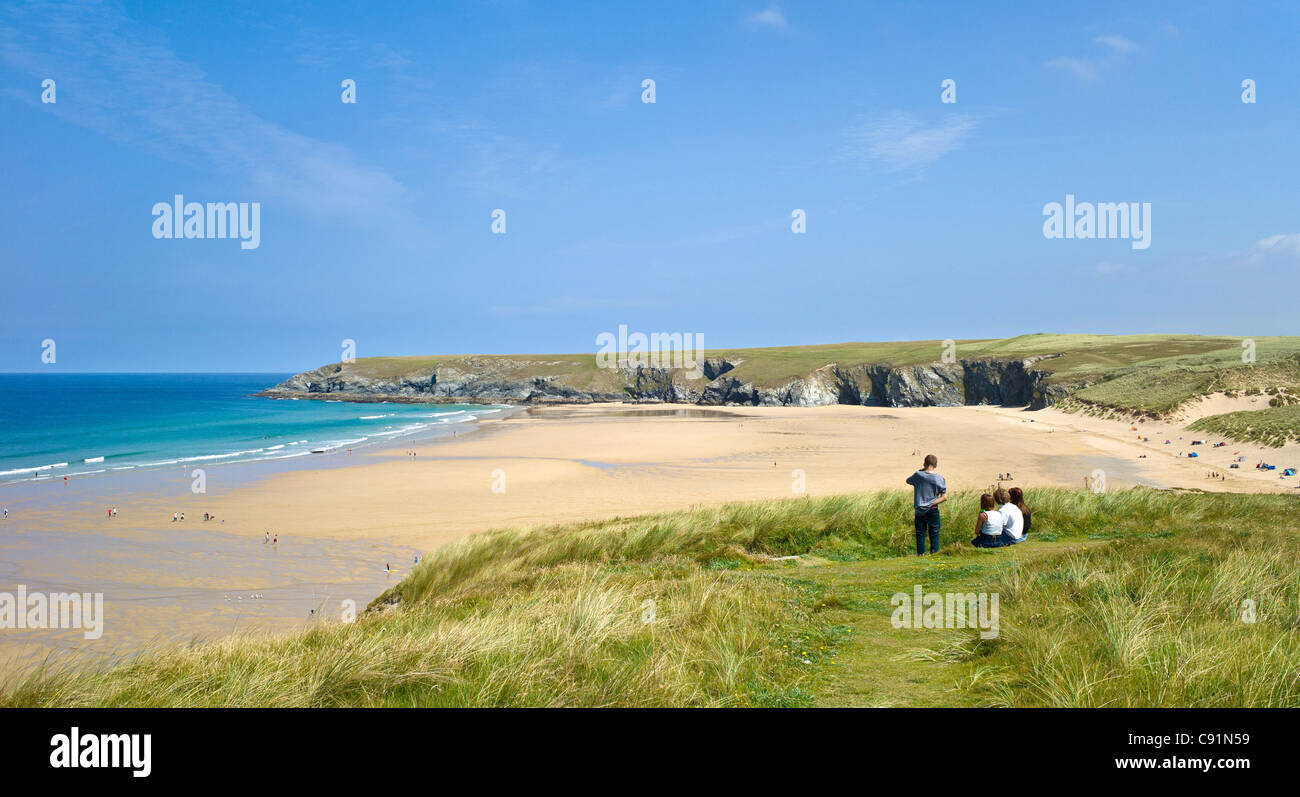 Baie de Holywell, Cornwall, UK Banque D'Images