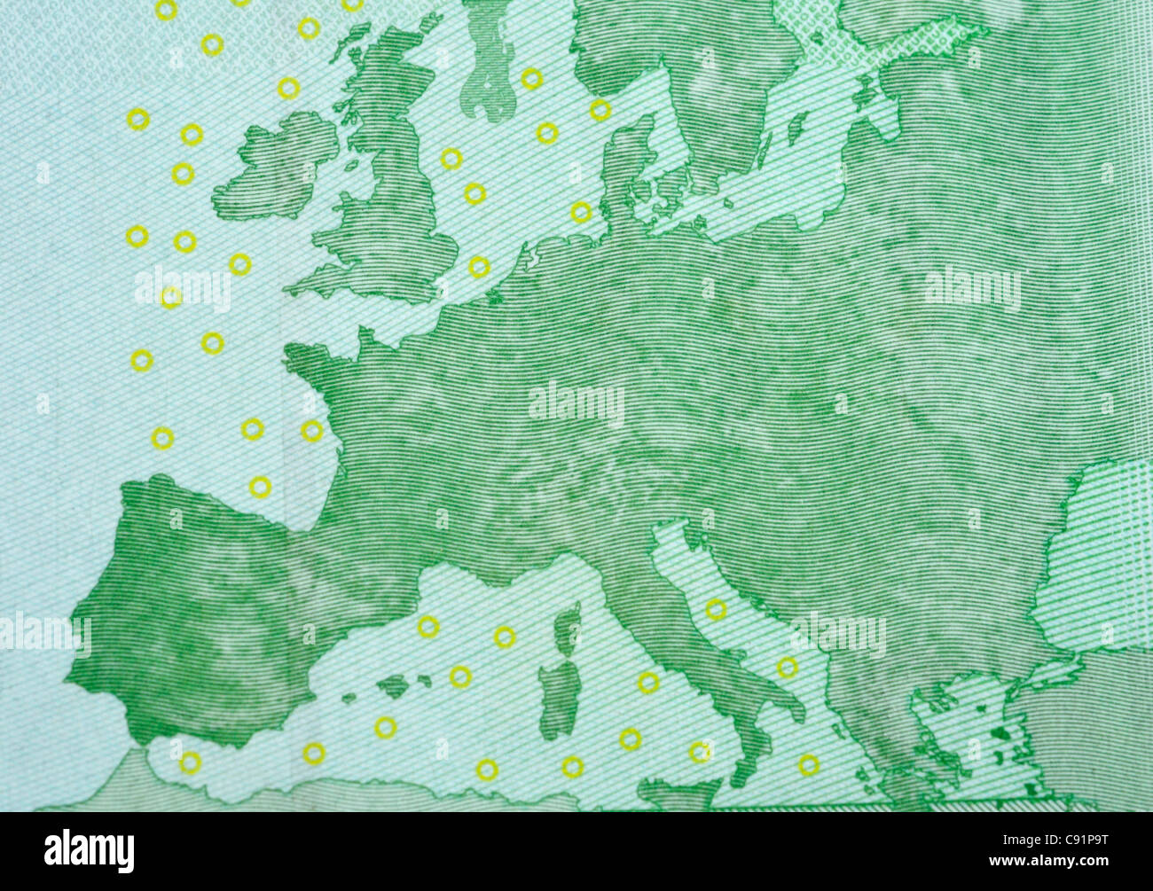 Carte d'Europe sur 100 euros Banque D'Images