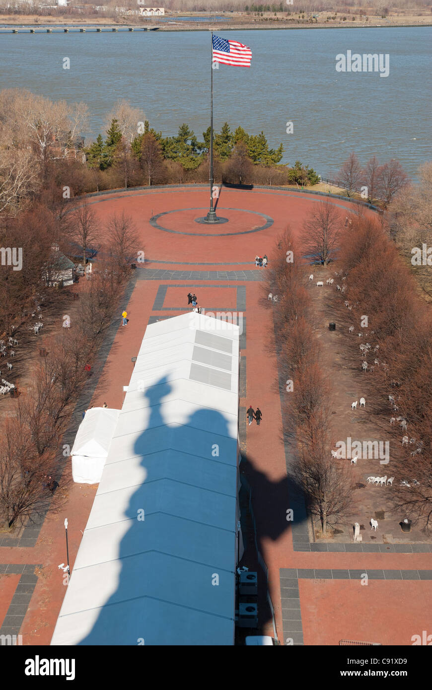 Vue de la statue de la liberté montrant ombre Banque D'Images