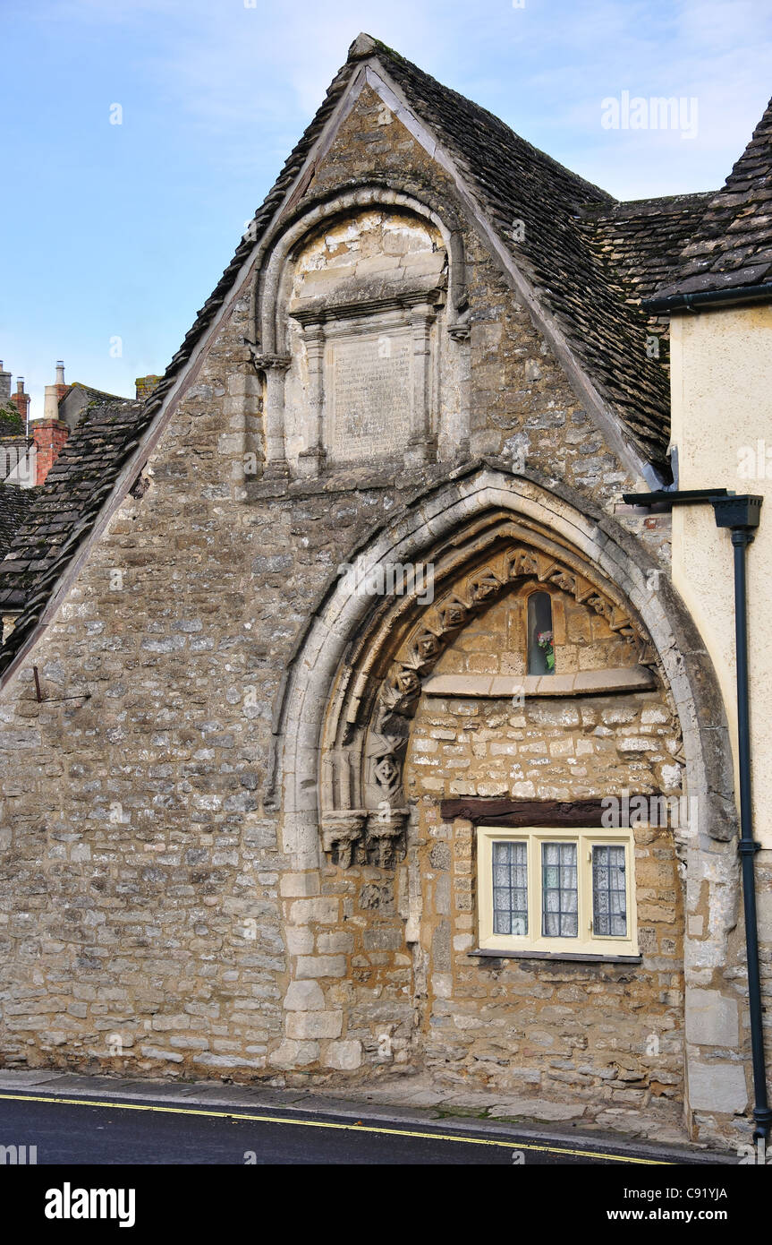St John's High Street, hospices, Malmesbury, Wiltshire, Angleterre, Royaume-Uni Banque D'Images