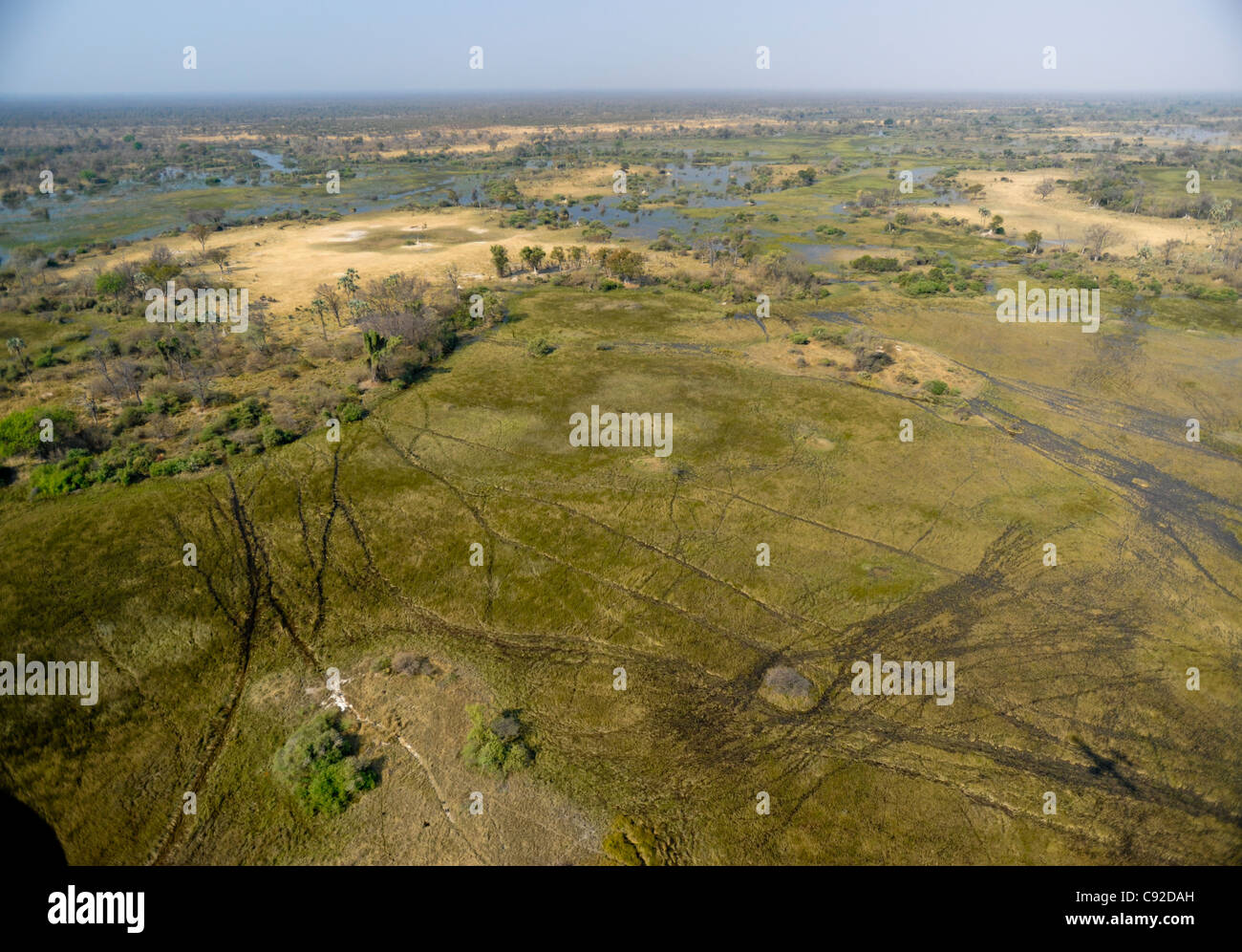 Vue aérienne de Delta de l'Okavango Banque D'Images
