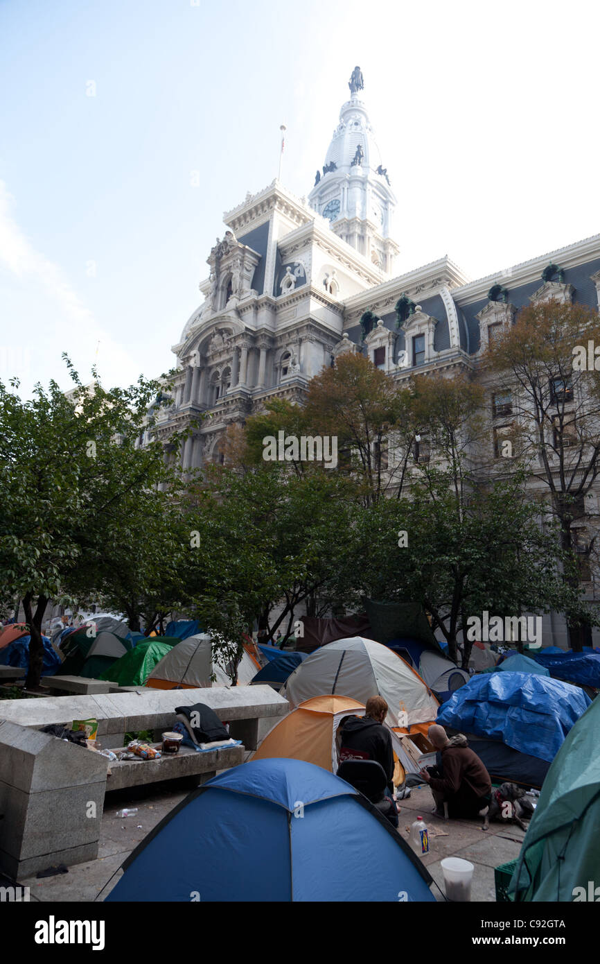 Occupy Wall Street à l'Hôtel de ville de Philadelphie Banque D'Images