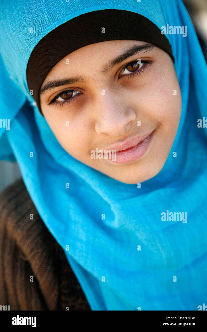 Portrait d'une fille, Karak, Jordanie. Banque D'Images