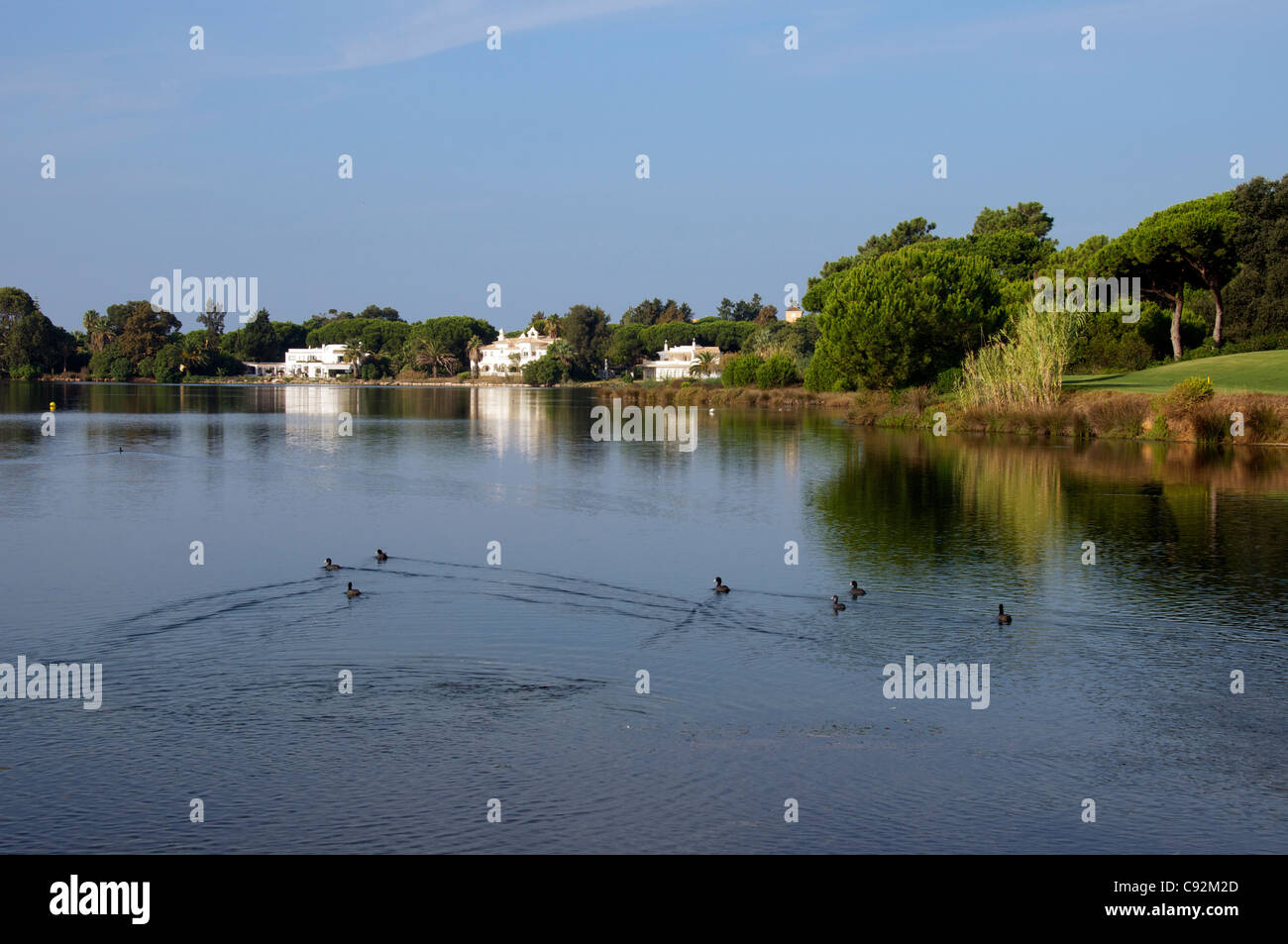 Grandes villas lagon de Ria Formosa Faro Algarve Portugal Banque D'Images