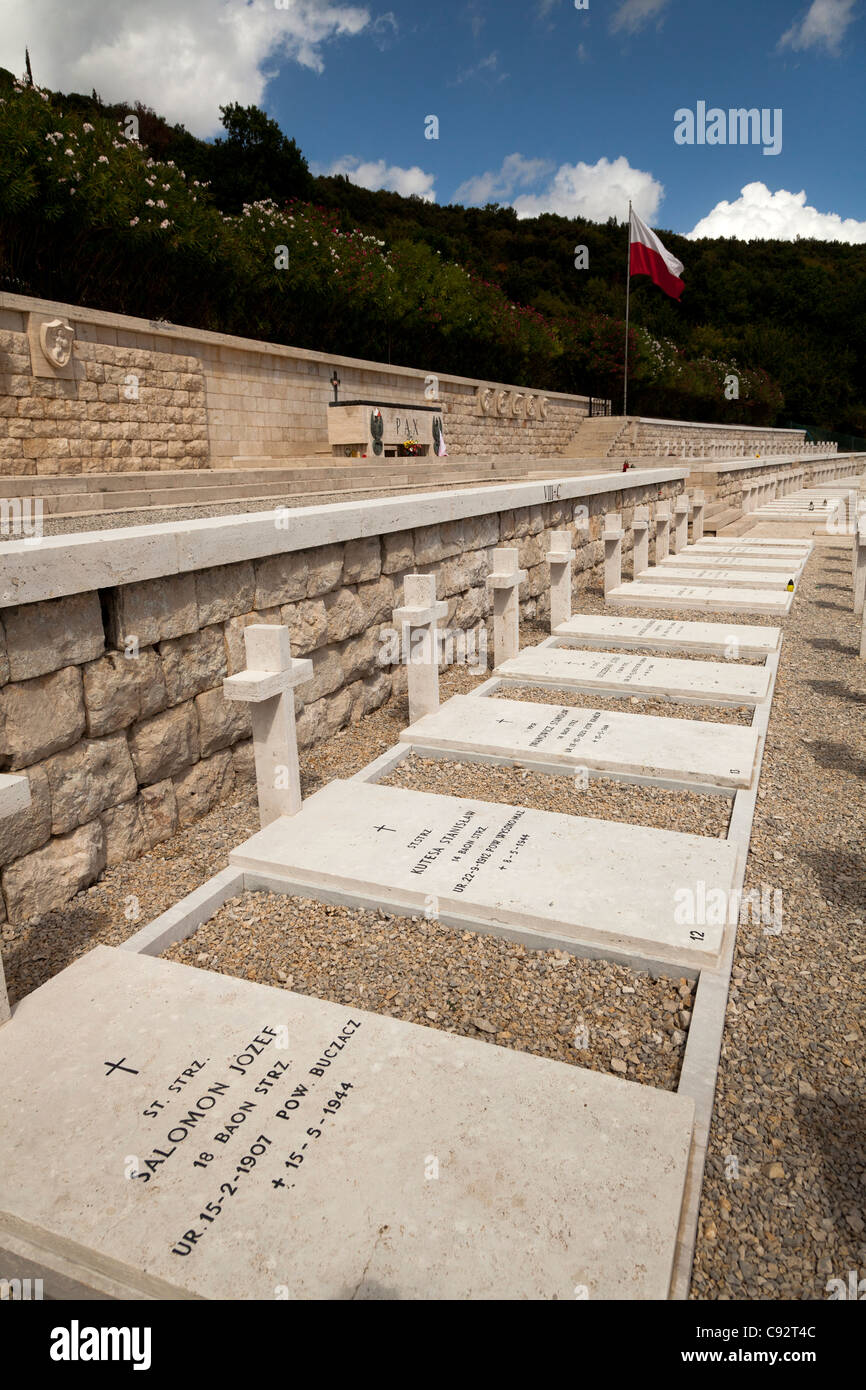 Le cimetière polonais à Monte Cassino Banque D'Images