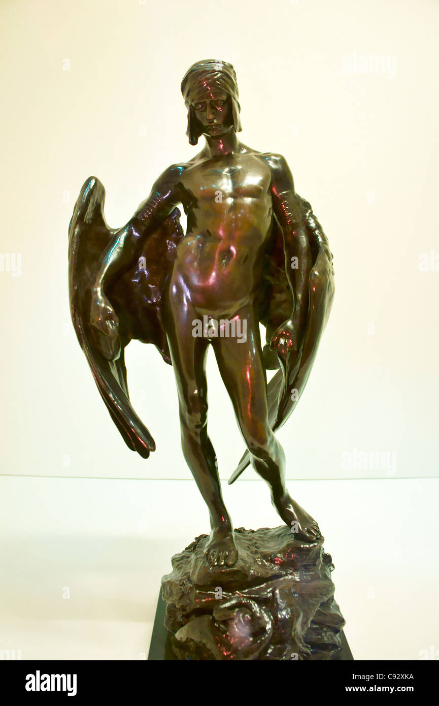 Bronze de Icarus par Sir Alfred Gilbert, 1884. Birmingham Museum and Art Gallery. UK Banque D'Images