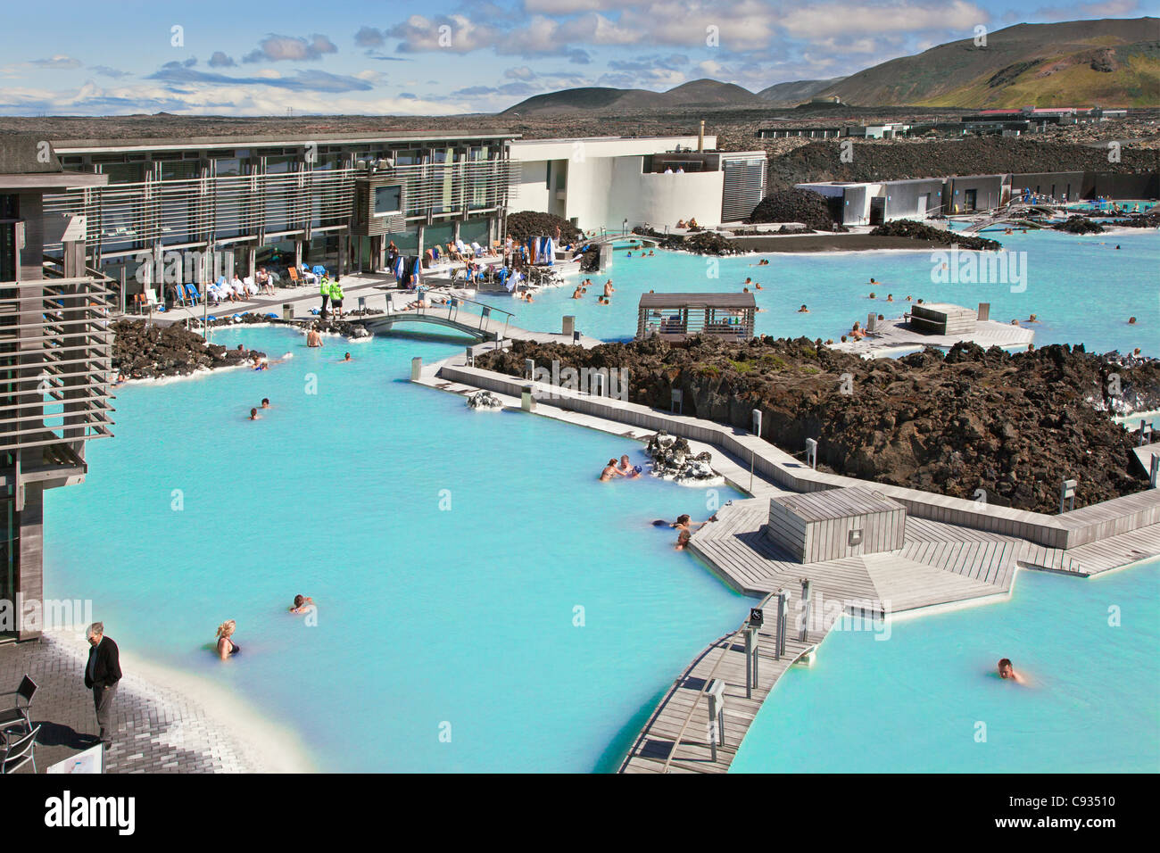 Le spa géothermal blue lagoon dans le sud-ouest de l'Islande est les îles plus unique et très populaire. Banque D'Images