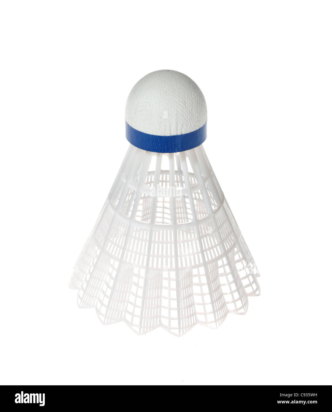 Volants de badminton, photo sur le fond blanc Banque D'Images