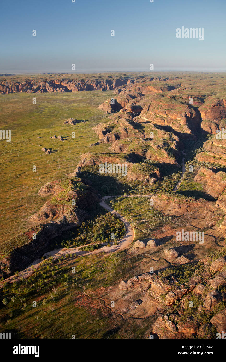 Bungle Bungles, le Parc National de Purnululu, région de Kimberley, Western Australia, Australie - vue aérienne Banque D'Images