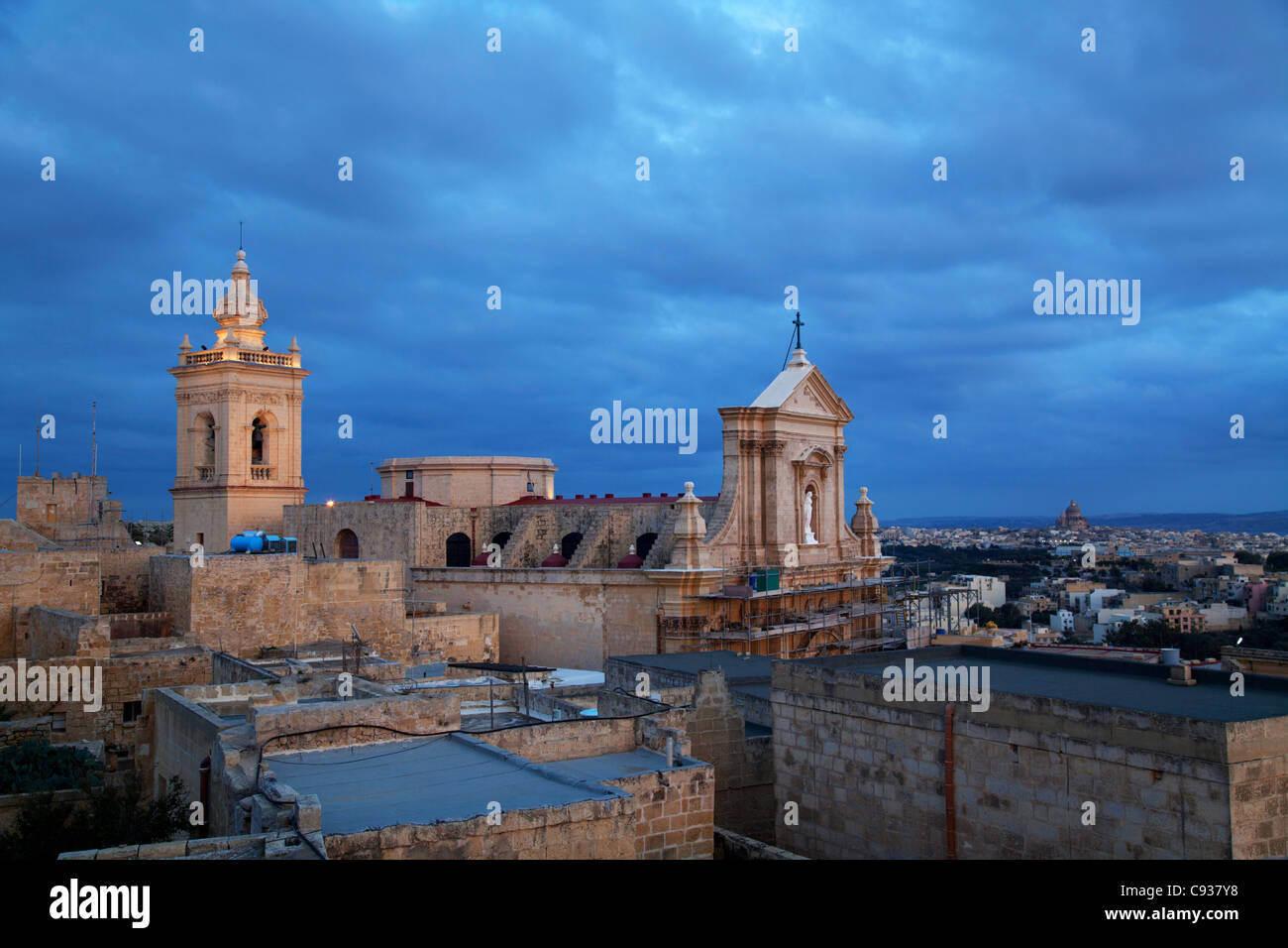 Gozo, Malte, Europe ; la cathédrale l'intérieur Aranyhid ; la vieille ville Banque D'Images