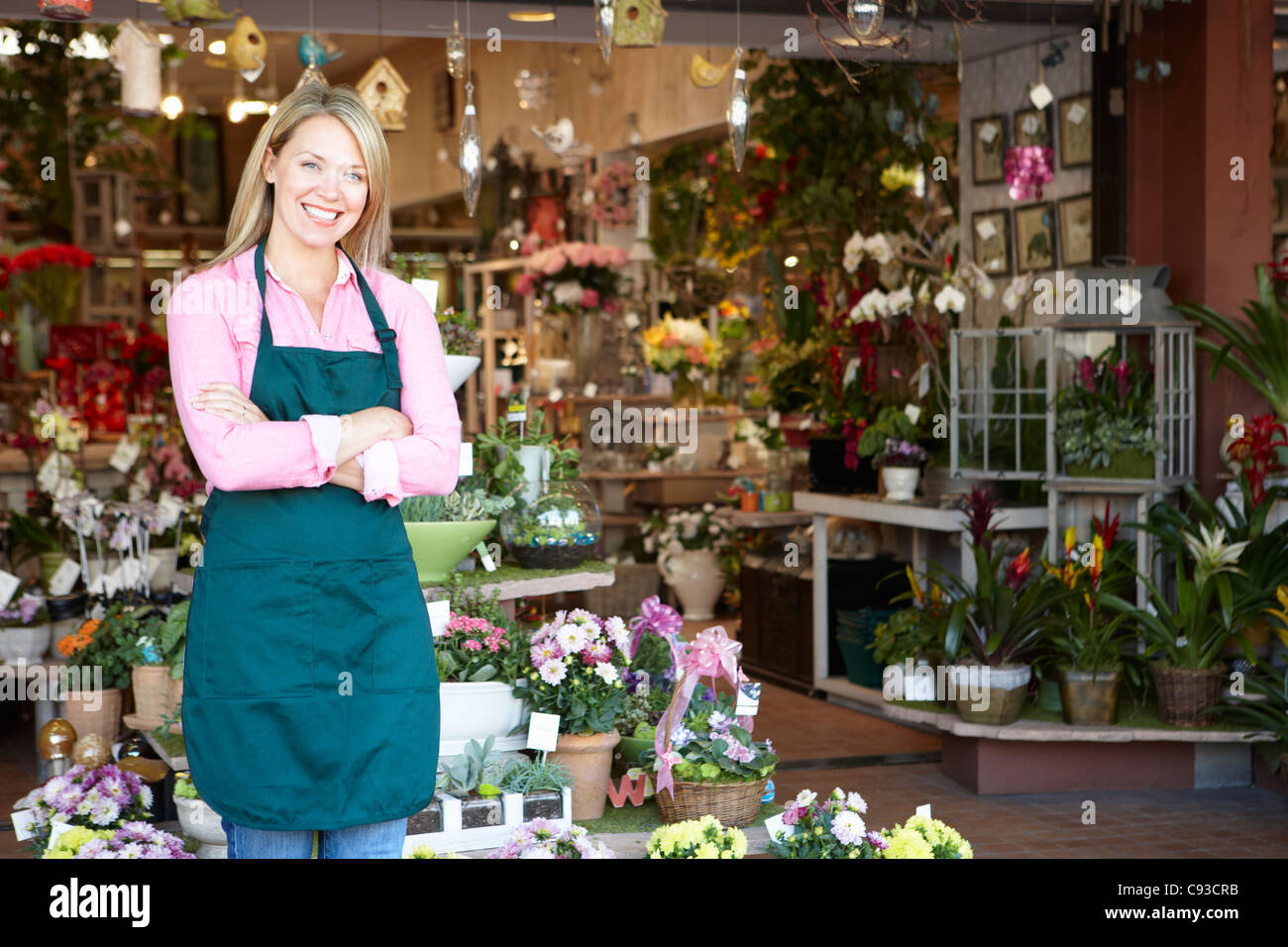 Woman working in florist Banque D'Images