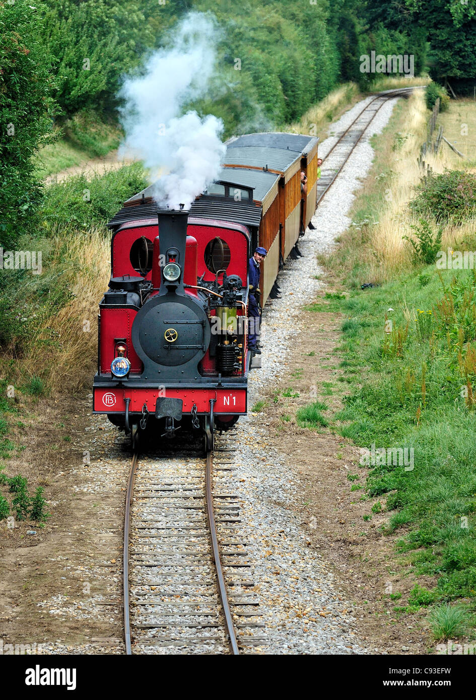 Train historique : le chemin de fer de la baie de Somme, France. Banque D'Images