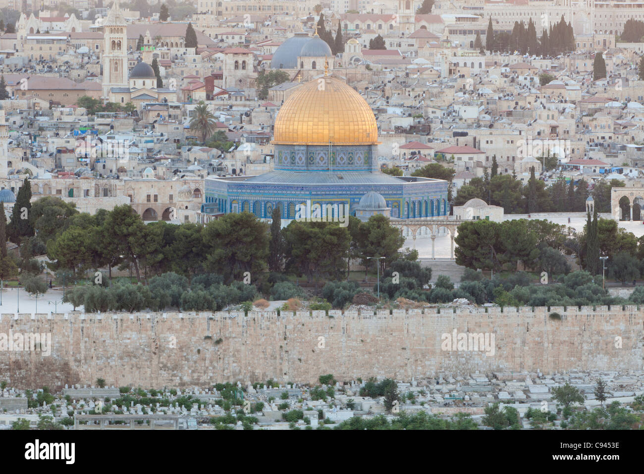 Vue panoramique sur la vieille ville de Jérusalem, Israël Banque D'Images