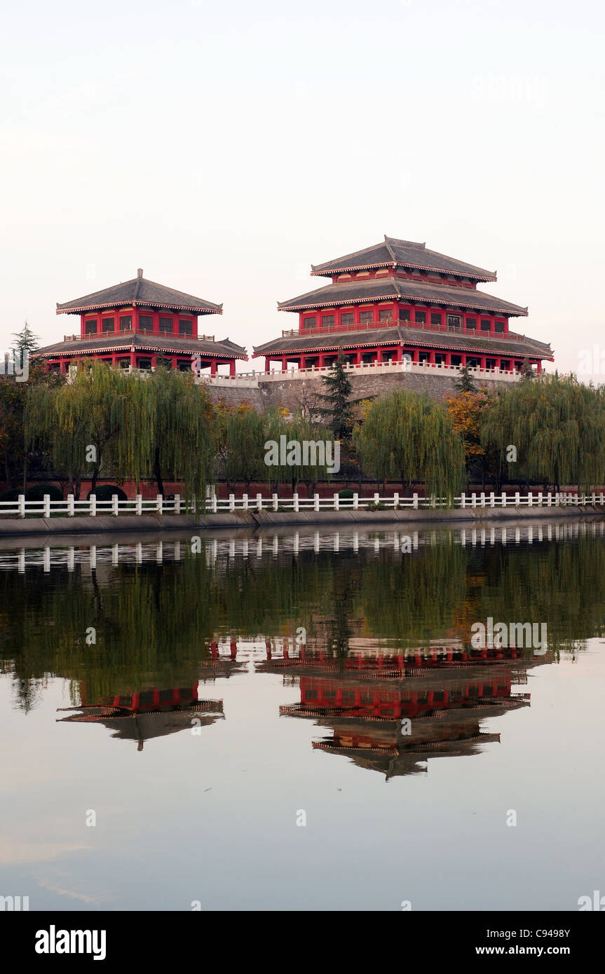 Les anciens bâtiments typiquement chinois à Xian Chine Banque D'Images