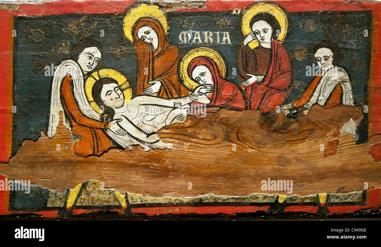 Scène de la Biga de la Passió (Tempera sur bois), MNAC (Musée National d'Art de Catalogne, Barcelone) Banque D'Images